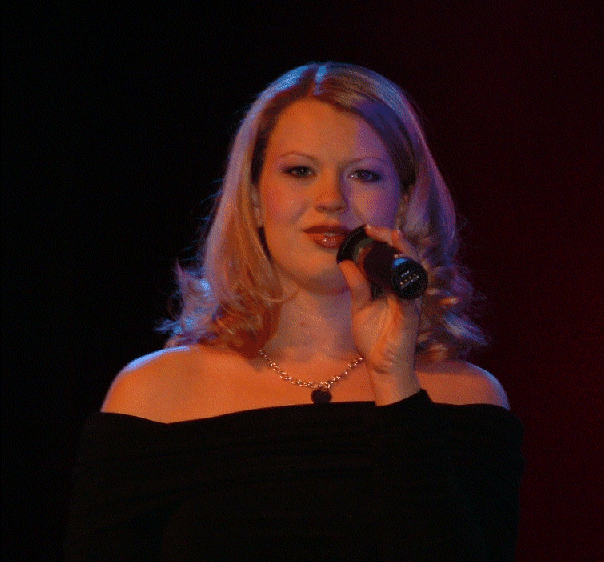 Laura Vandermeer performing at the first Quinte Country Jamboree, in Belleville, February 15, 2004.  Shot on stage at The Empire Theater.