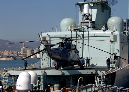 First flight of Sea King 440. HMCS Athabaskan's replacement Sea King has been delivered to Malaga Spain. The Sea King was hoisted on to the flightdeck, inspected by the Ship's Air Detachment, before being flown off of the flightdeck for the first time. 

