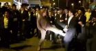 Israeli soldier karate kicks keep violent crowd at bay
