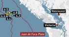 Several earthquakes strike off Vancouver Island, with no reports of damage