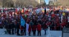 Thousands join budget-cut protest outside Alberta legislature