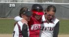 Rivals carry injured player around bases after her 1st homer