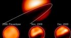 Dark disk seen passing in front of star