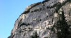 Base jumper dangling on The Chief