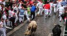 3 persons injured, no one gored, in slippery 6th running of the bulls in Pamplona
