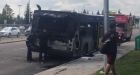 ETS bus catches fire in north Edmonton