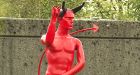 Naked devil statue erected near SkyTrain line