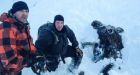 Moose stuck in avalanche freed by 3 Alaska snowmobilers