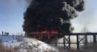 Massive fire destroys historic train bridge in Porcupine Plain, Sask.