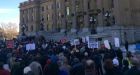 Boisterous rally at the legislature calls on Rachel Notley to scrap the carbon t